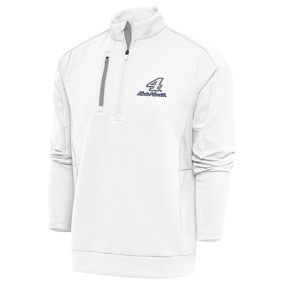 Men's Antigua White Kevin Harvick Generation Quarter-Zip Pullover Top