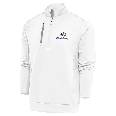 Men's Antigua White Kevin Harvick Generation Quarter-Zip Pullover Top