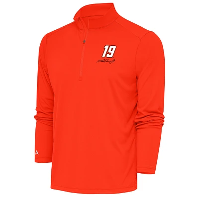 Men's Antigua Orange Martin Truex Jr Tribute Quarter-Zip Pullover Top