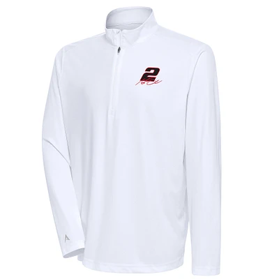 Men's Antigua White Austin Cindric Tribute Quarter-Zip Pullover Top