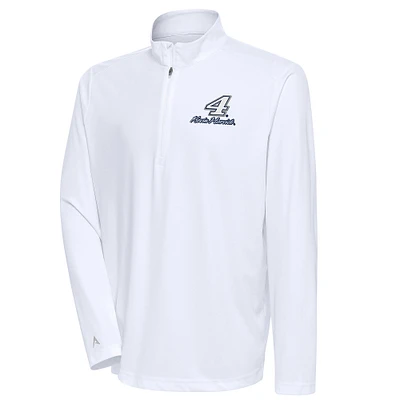 Men's Antigua White Kevin Harvick Tribute Quarter-Zip Pullover Top