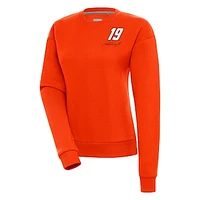 Women's Antigua  Orange Martin Truex Jr Victory Pullover Sweatshirt