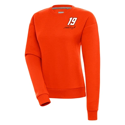 Women's Antigua  Orange Martin Truex Jr Victory Pullover Sweatshirt