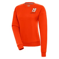 Women's Antigua  Orange Martin Truex Jr Victory Pullover Sweatshirt