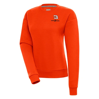 Women's Antigua  Orange Austin Dillon Victory Pullover Sweatshirt