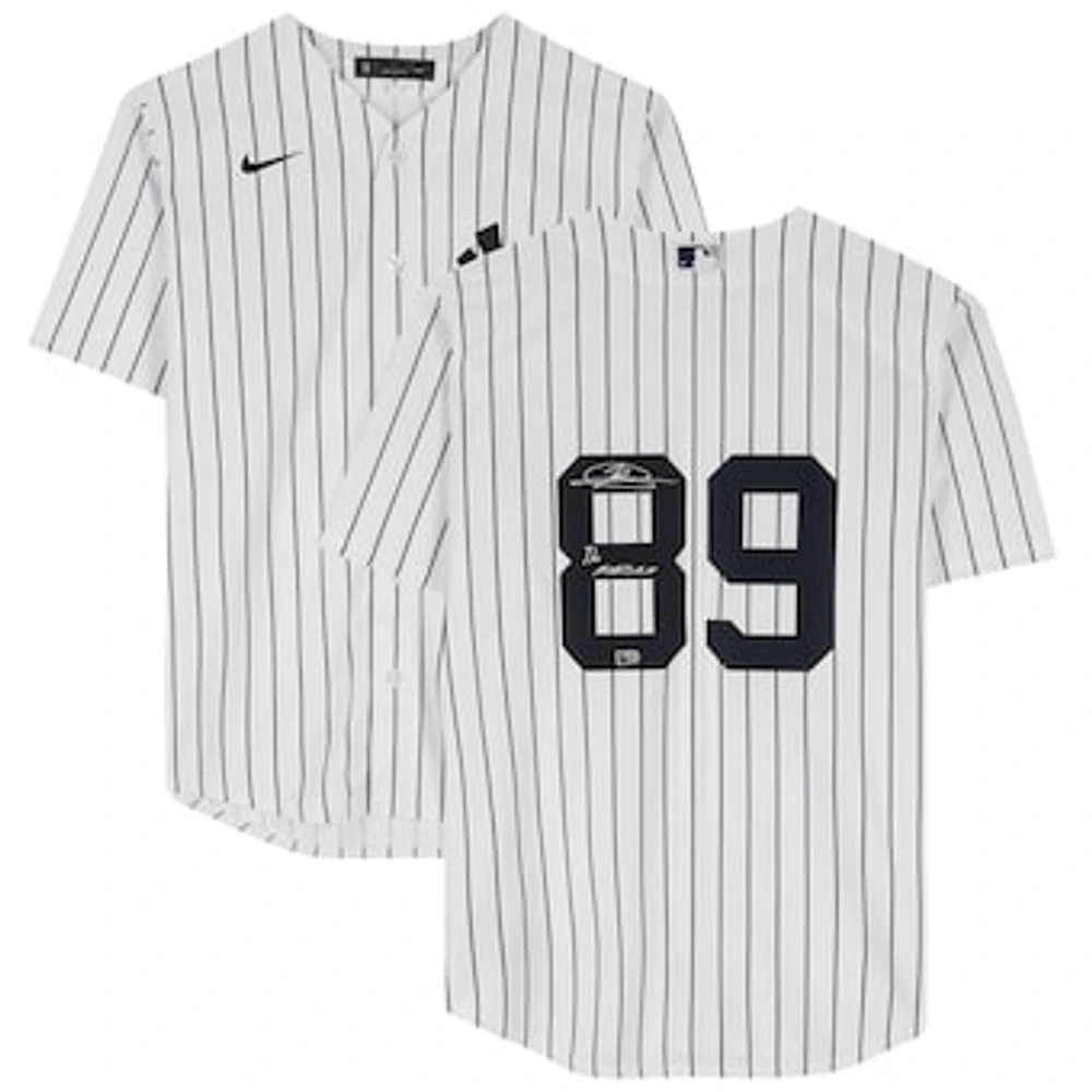 Jasson Dominguez New York Yankees Autographed White Nike Replica Jersey with "The Martian" Inscription