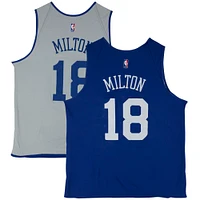 Shake Milton Philadelphia 76ers Practice-Used #18 Blue Reversible Jersey from the 2022-23 Season