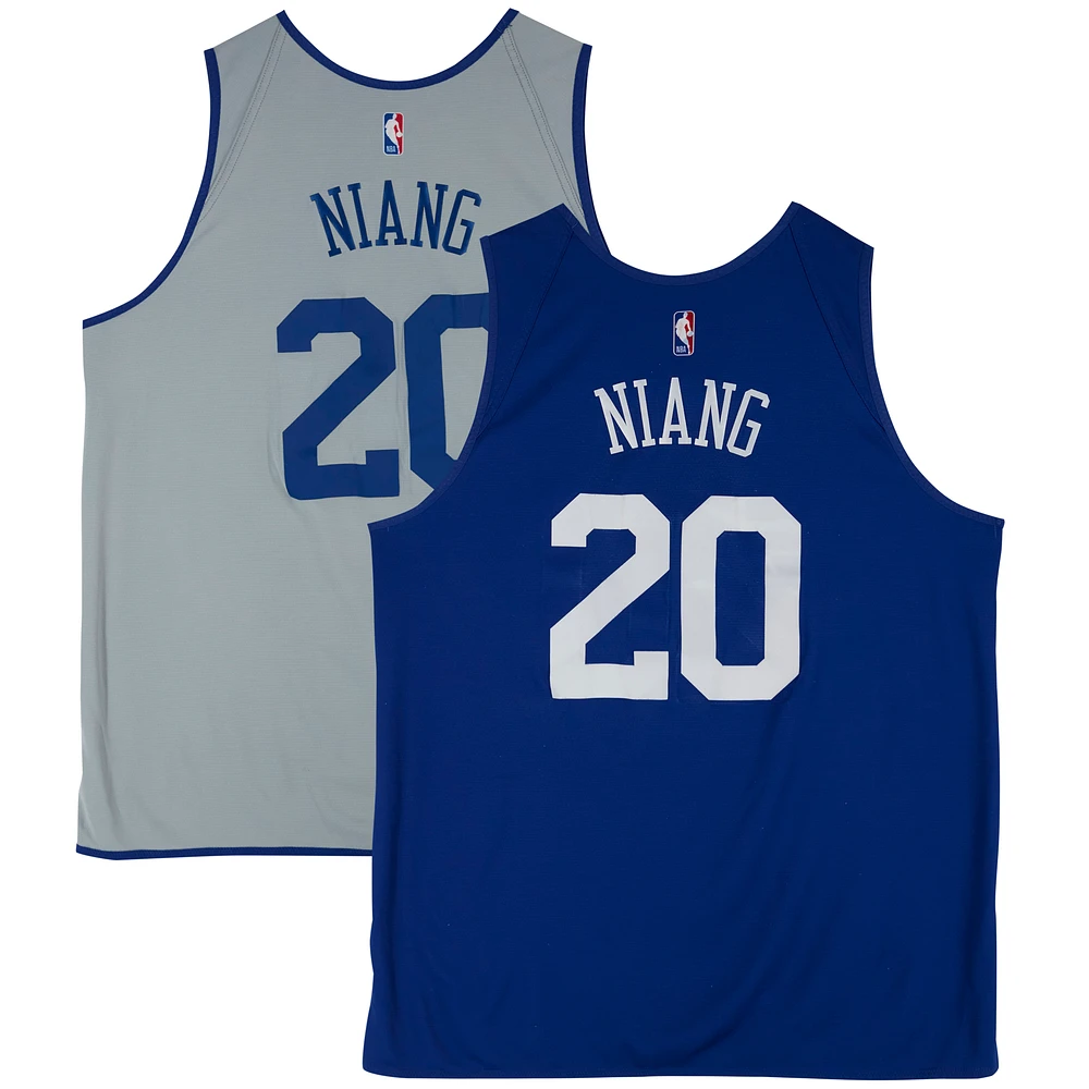 Georges Niang Philadelphia 76ers Practice-Used #20 Blue Reversible Jersey from the 2022-23 Season