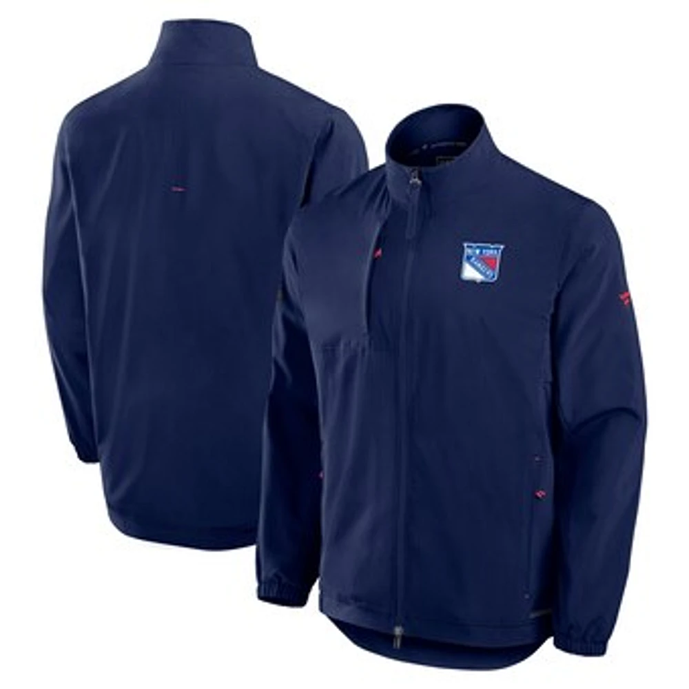 Men's Fanatics Navy New York Rangers Authentic Pro Rink Coaches Full-Zip Jacket