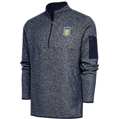 Men's Heather Navy Aston Villa Elevate Quarter-Zip Pullover