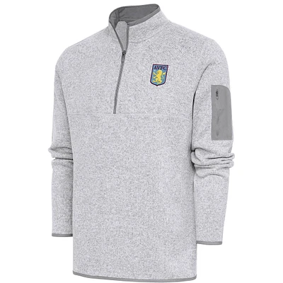 Men's Heather Gray Aston Villa Elevate Quarter-Zip Pullover