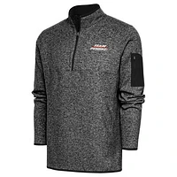 Men's Antigua Heather Black Team Penske Fortune Quarter-Zip Pullover Jacket