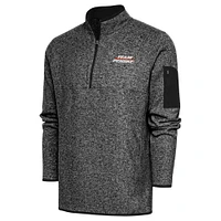 Men's Antigua Heather Black Team Penske Fortune Quarter-Zip Pullover Jacket