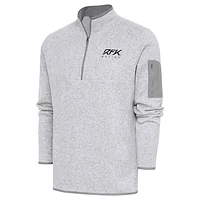 Men's Antigua Heather Gray Roush Fenway Keselowski Racing Fortune Quarter-Zip Pullover Jacket