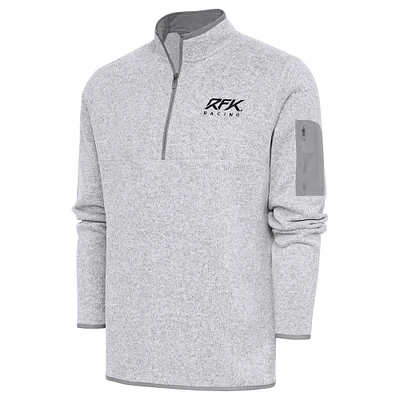 Men's Antigua Heather Gray Roush Fenway Keselowski Racing Fortune Quarter-Zip Pullover Jacket