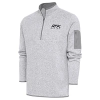 Men's Antigua Heather Gray Roush Fenway Keselowski Racing Fortune Quarter-Zip Pullover Jacket