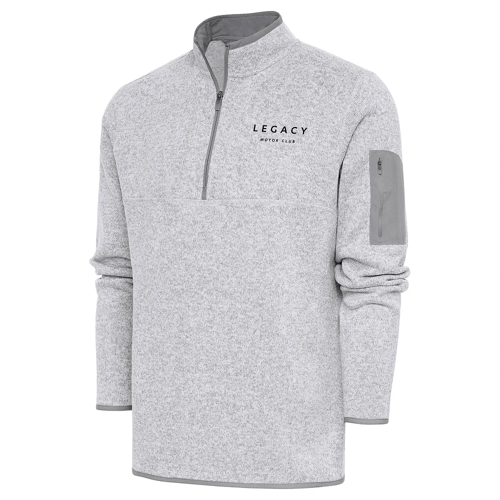 Men's Antigua Heather LEGACY Motor Club Fortune Quarter-Zip Pullover Jacket