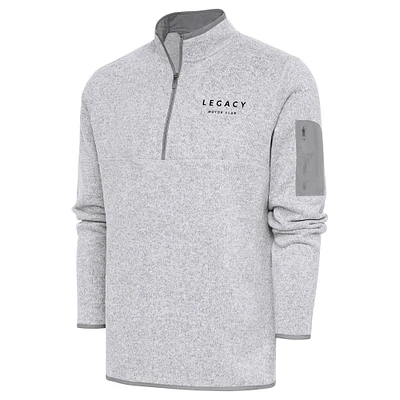 Men's Antigua Heather LEGACY Motor Club Fortune Quarter-Zip Pullover Jacket