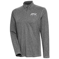 Women's Antigua  Heather Black Roush Fenway Keselowski Racing Confront Quarter-Zip Pullover Top