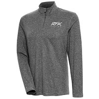 Women's Antigua  Heather Black Roush Fenway Keselowski Racing Confront Quarter-Zip Pullover Top