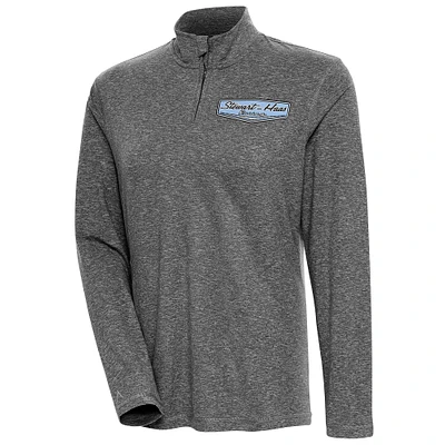 Women's Antigua  Heather Black Stewart-Haas Racing Confront Quarter-Zip Pullover Top