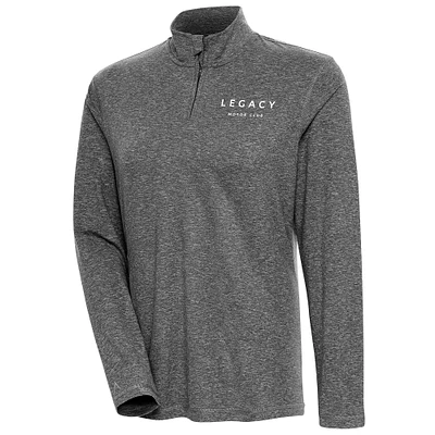 Women's Antigua  Heather Black LEGACY Motor Club Confront Quarter-Zip Pullover Top