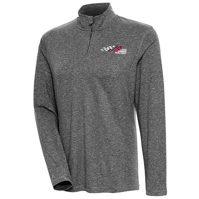 Women's Antigua  Heather Black Joe Gibbs Racing Confront Quarter-Zip Pullover Top