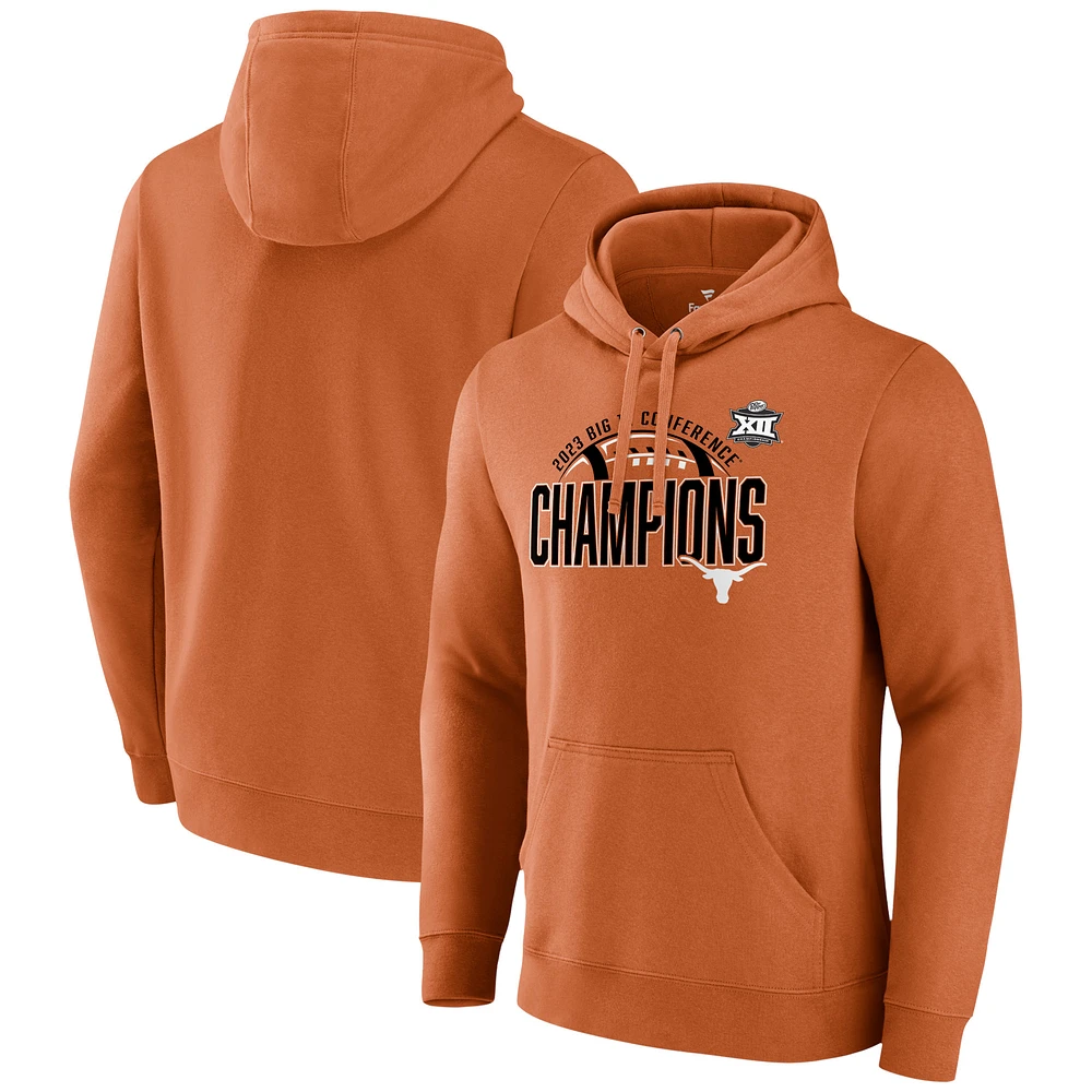 Men's Fanatics  Texas Orange Texas Longhorns 2023 Big 12 Football Conference Champions Pullover Hoodie