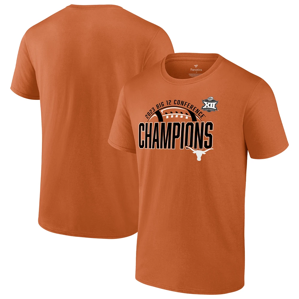 Men's Fanatics  Texas Orange Texas Longhorns 2023 Big 12 Football Conference Champions T-Shirt