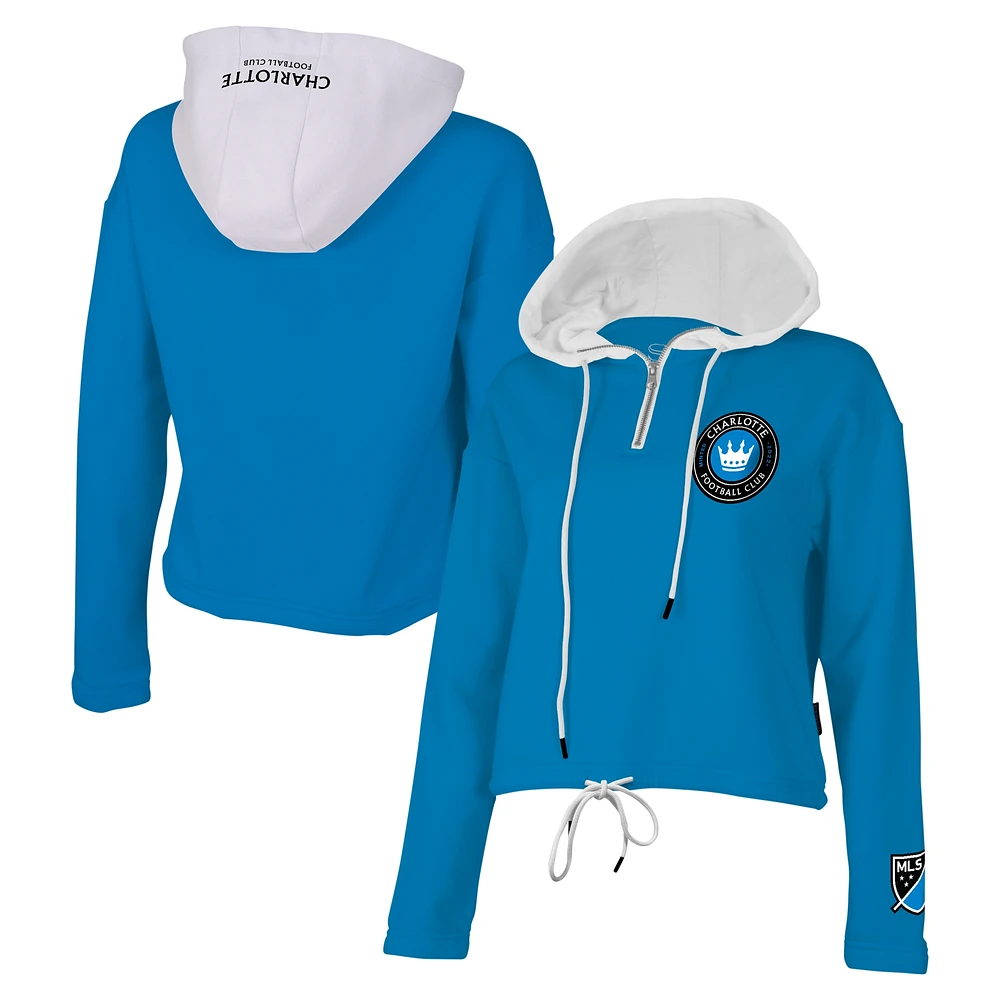 Women's Stadium Essentials Blue Charlotte FC Game Plan Quarter-Zip Hoodie