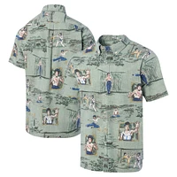 Men's Reyn Spooner Bruce Lee Green Hollywood Icons Little Dragon Button-Down Shirt