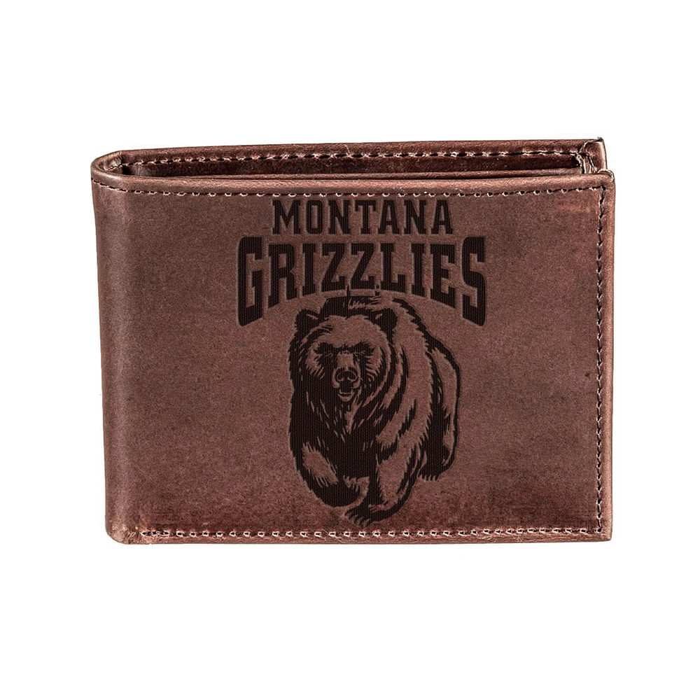 Brown Montana Grizzlies Bi-Fold Leather Wallet