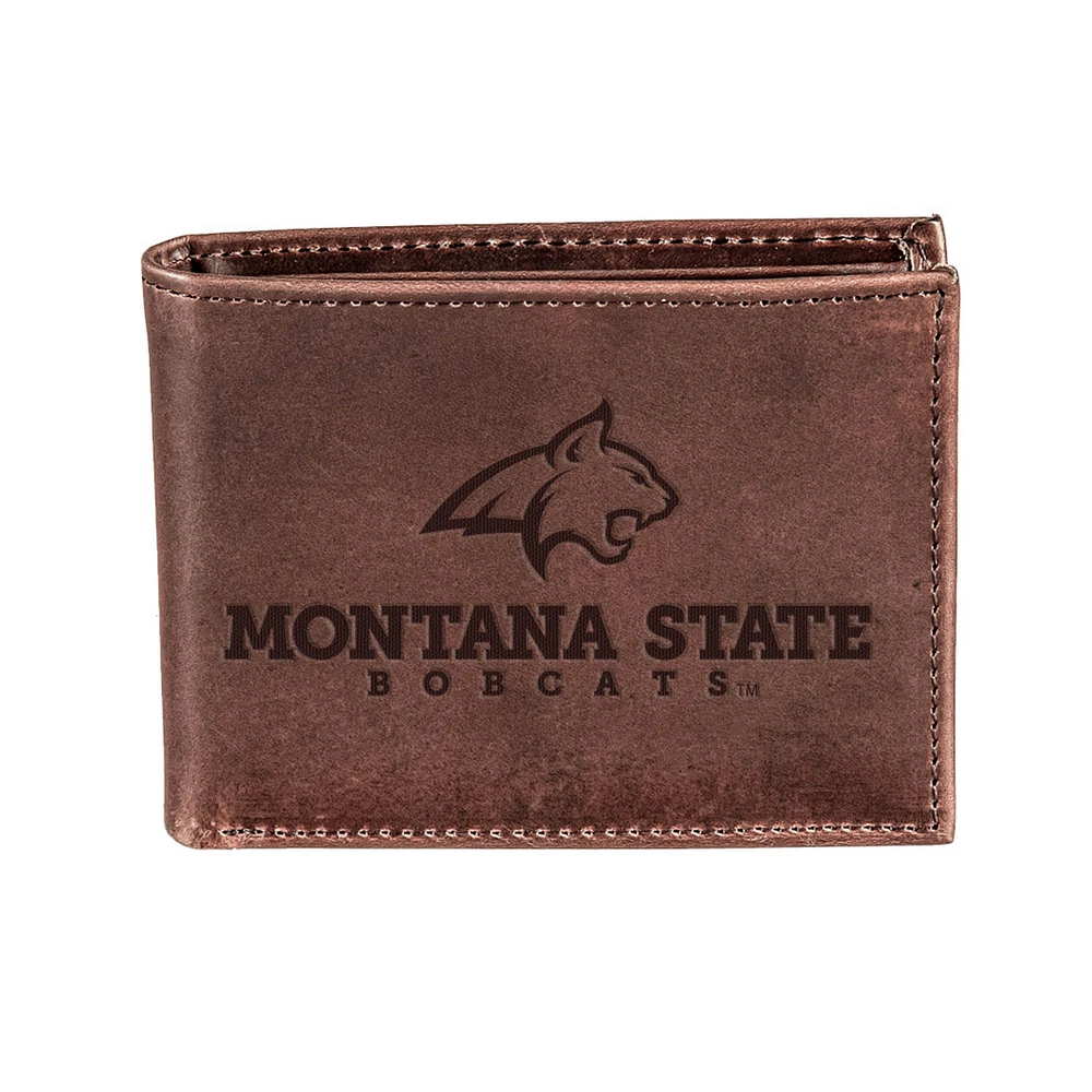 Brown Montana State Bobcats Bi-Fold Leather Wallet