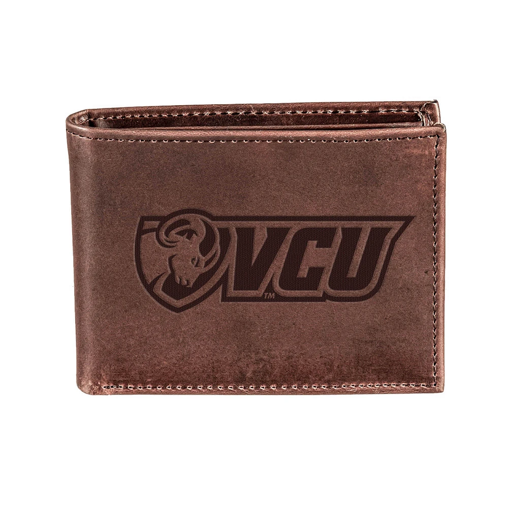 Brown VCU Rams Bi-Fold Leather Wallet