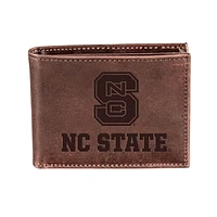 Brown NC State Wolfpack Bi-Fold Leather Wallet