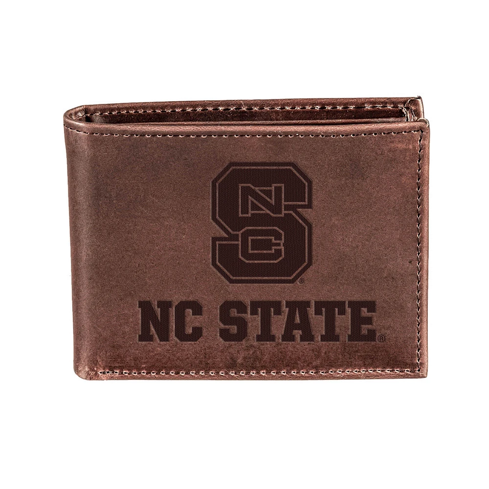 Brown NC State Wolfpack Bi-Fold Leather Wallet
