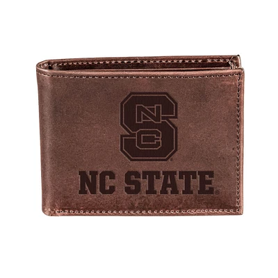 Brown NC State Wolfpack Bi-Fold Leather Wallet