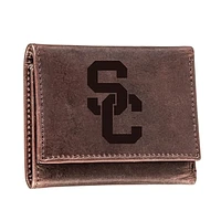 Brown USC Trojans Leather Tri-Fold Wallet