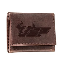 Brown South Florida Bulls Leather Tri-Fold Wallet