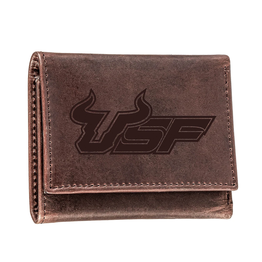 Brown South Florida Bulls Leather Tri-Fold Wallet