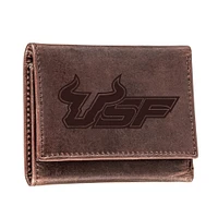 Brown South Florida Bulls Leather Tri-Fold Wallet