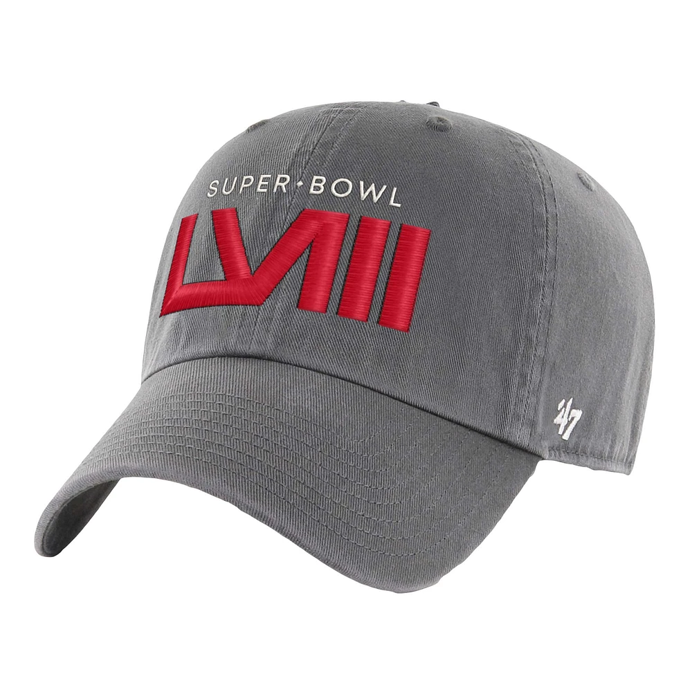 Men's '47 Charcoal Super Bowl LVIII Clean Up Adjustable Hat