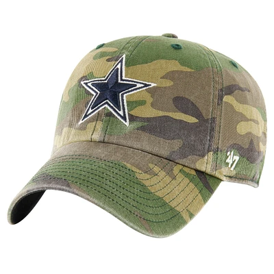 Men's '47 Camo Dallas Cowboys Woodland Clean Up Adjustable Hat