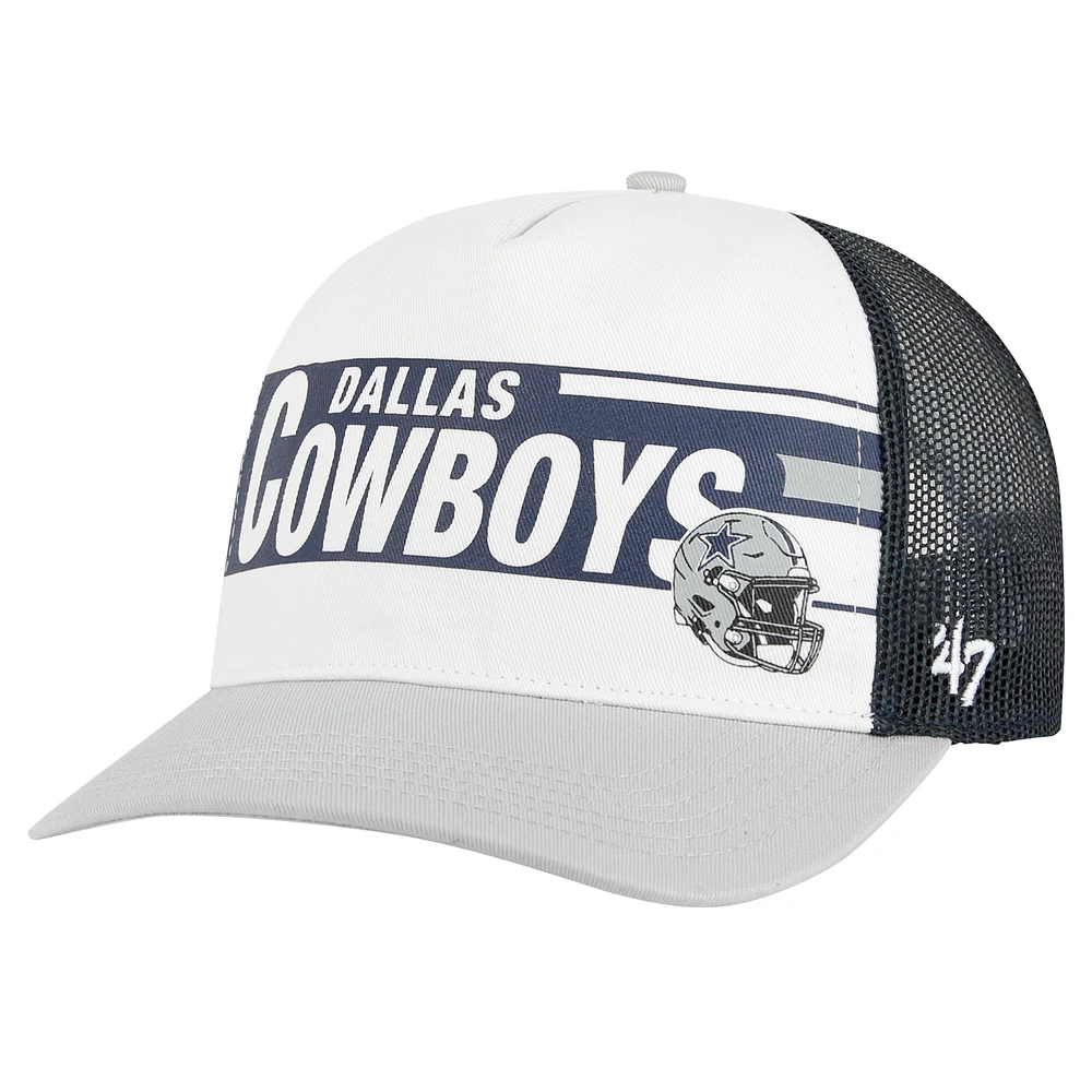 Men's '47 White/Gray Dallas Cowboys Stack Line Hitch Trucker Adjustable Hat