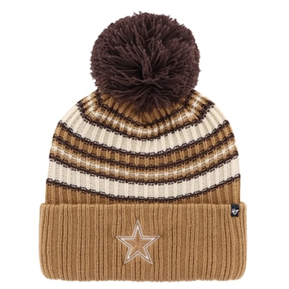 Women's '47 Brown Dallas Cowboys Espresso Cuffed Knit Hat with Pom