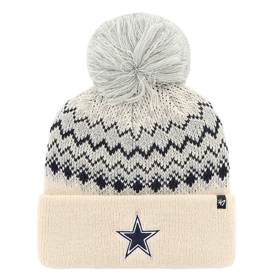 Women's '47 Cream Dallas Cowboys Elsa Cuffed Knit Hat with Pom