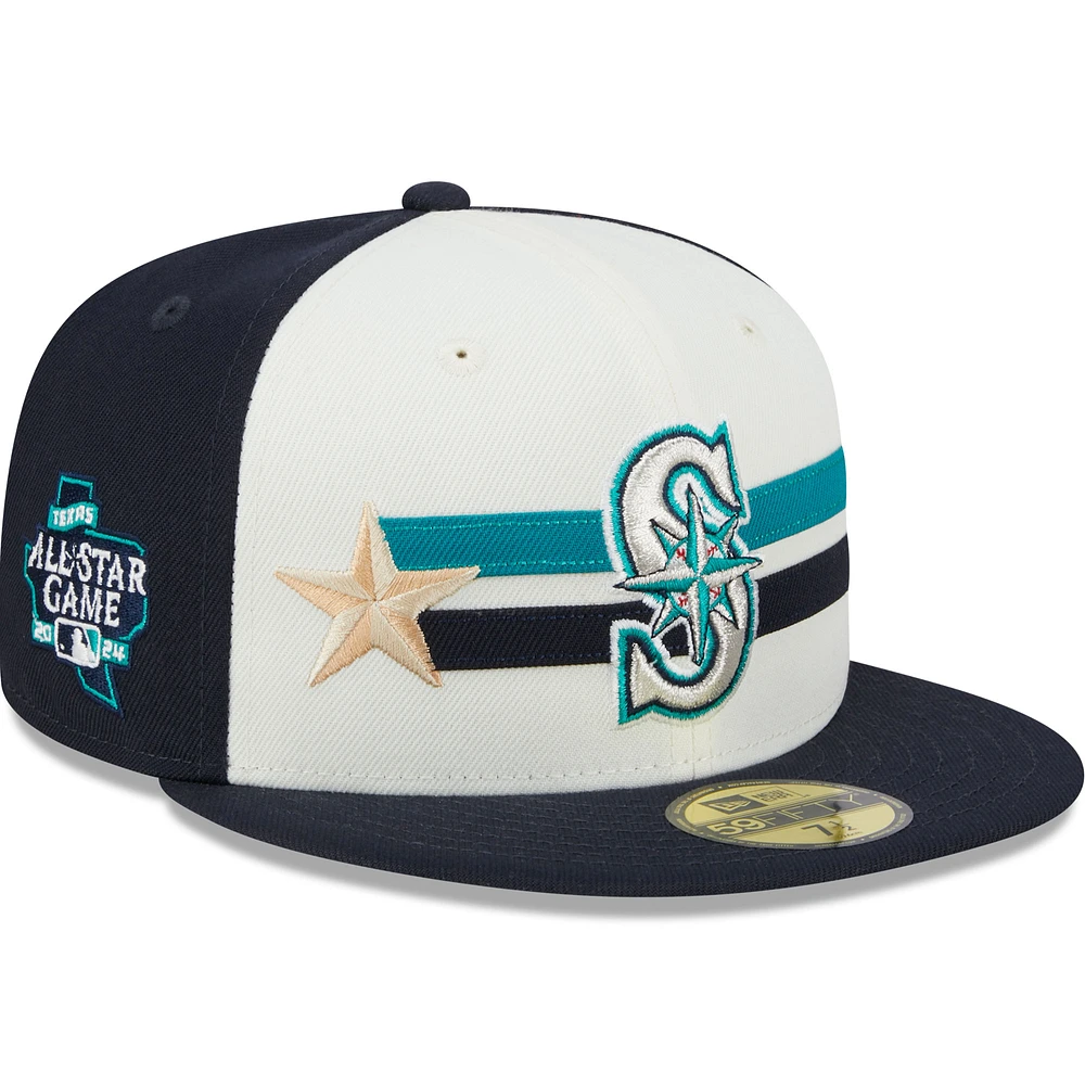 Men's New Era  Cream/Navy Seattle Mariners 2024 MLB All-Star Game Workout 59FIFTY Fitted Hat