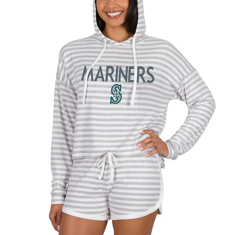 Women's Concepts Sport Cream Seattle Mariners Visibility Long Sleeve Hoodie T-Shirt & Shorts Set