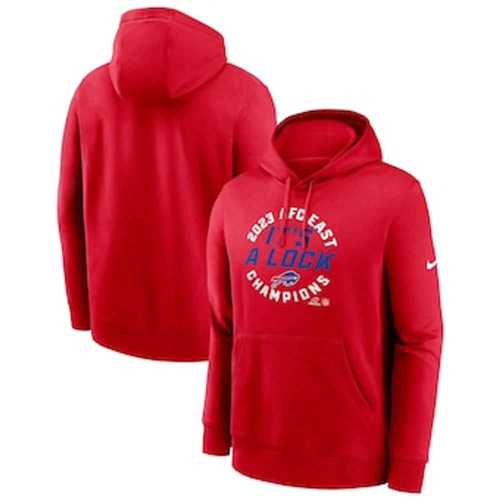 Men's Nike  Red Buffalo Bills 2023 AFC East Division Champions Locker Room Trophy Collection Club Pullover Hoodie