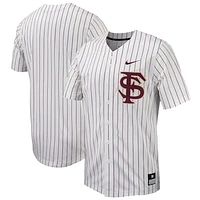 Men's Nike  White/Garnet Florida State Seminoles Pinstripe Replica Full-Button Baseball Jersey